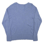 CALVIN KLEIN Womens Blue Plain Cotton Blend Jumper V-Neck Regular S Lightweight