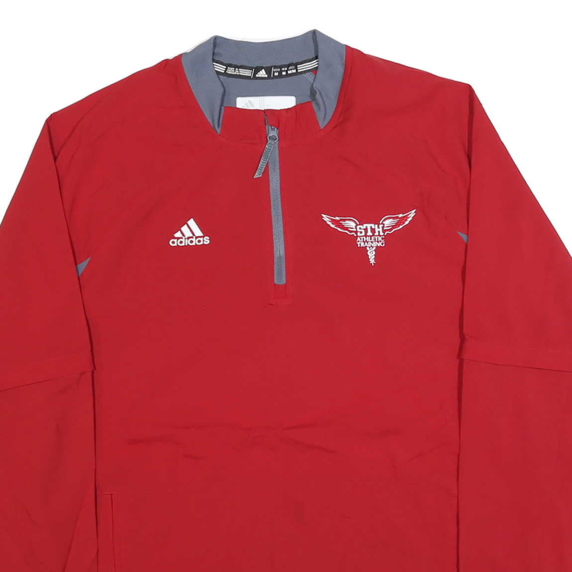 ADIDAS Mens Red & Grey Athletic Training Jacket M Polyester Zip Plain Sportswear