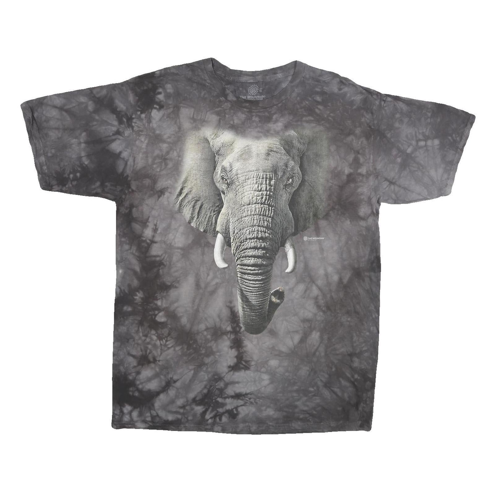 THE MOUNTAIN Mens Black Tie Dye Elephant Graphic T-Shirt XL Crew Neck Short