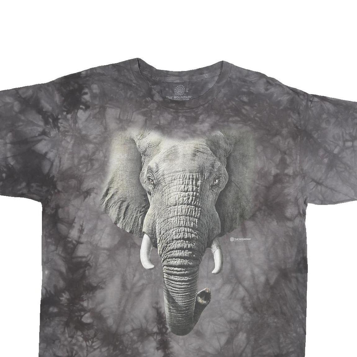 THE MOUNTAIN Mens Black Tie Dye Elephant Graphic T-Shirt XL Crew Neck Short