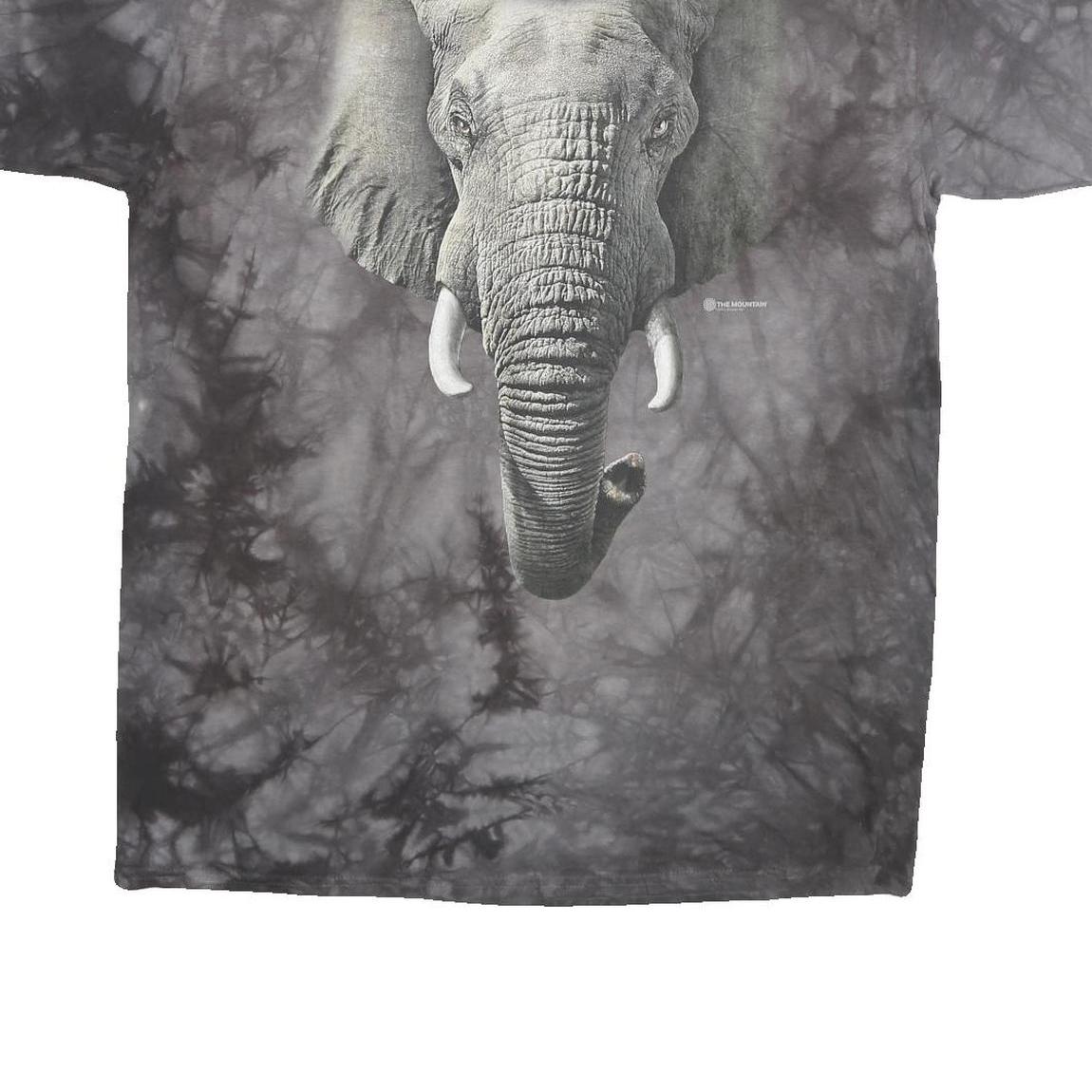 THE MOUNTAIN Mens Black Tie Dye Elephant Graphic T-Shirt XL Crew Neck Short