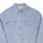 HENSON AND HENSON Mens Blue Denim Jacket L Cotton Blend Classic Button Fastening