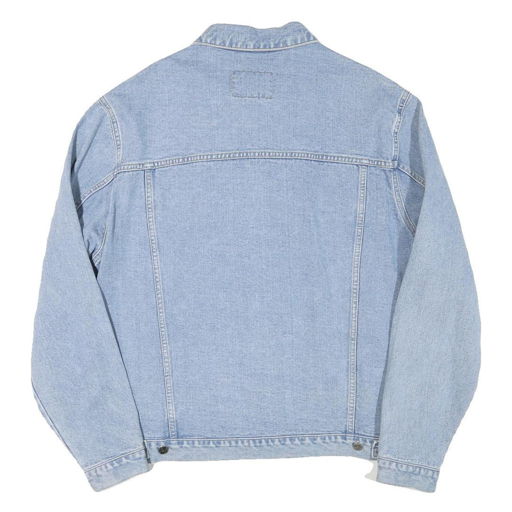 HENSON AND HENSON Mens Blue Denim Jacket L Cotton Blend Classic Button Fastening