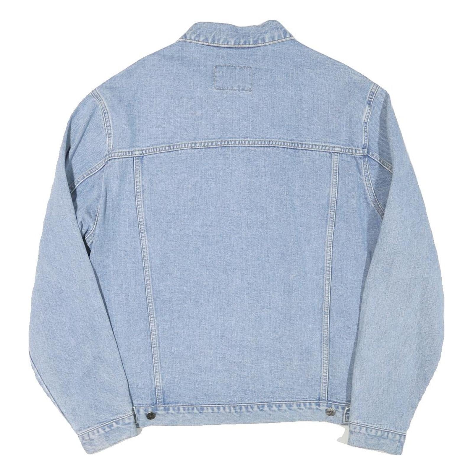 HENSON AND HENSON Mens Blue Denim Jacket L Cotton Blend Classic Button Fastening