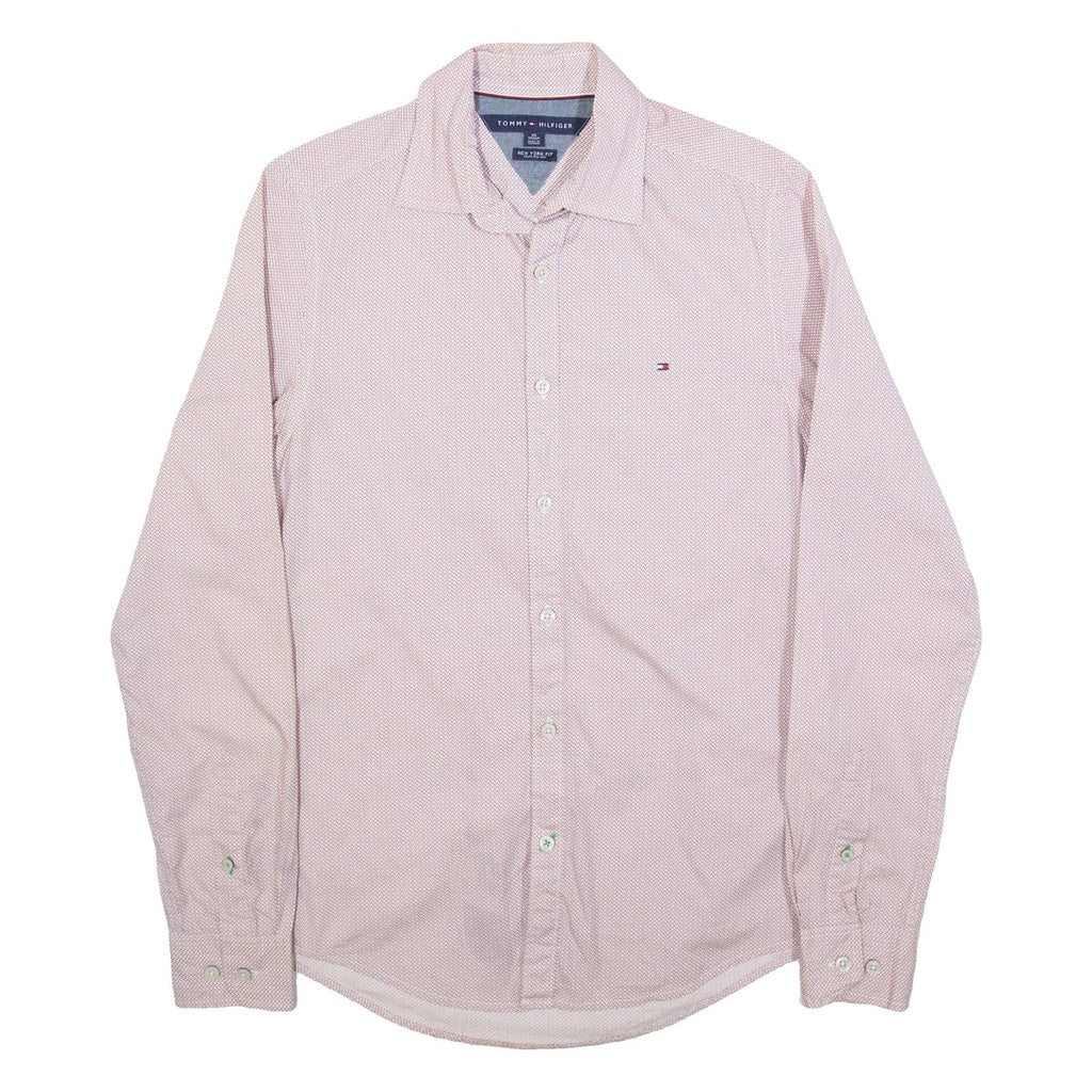 TOMMY HILFIGER Mens Shirt Pink Spotted Long Sleeve XS