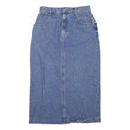 LEE Womens Blue Denim Midi Skirt Cotton Blend M Classic Straight Style Zip