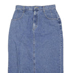 LEE Womens Blue Denim Midi Skirt Cotton Blend M Classic Straight Style Zip