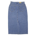 LEE Womens Blue Denim Midi Skirt Cotton Blend M Classic Straight Style Zip