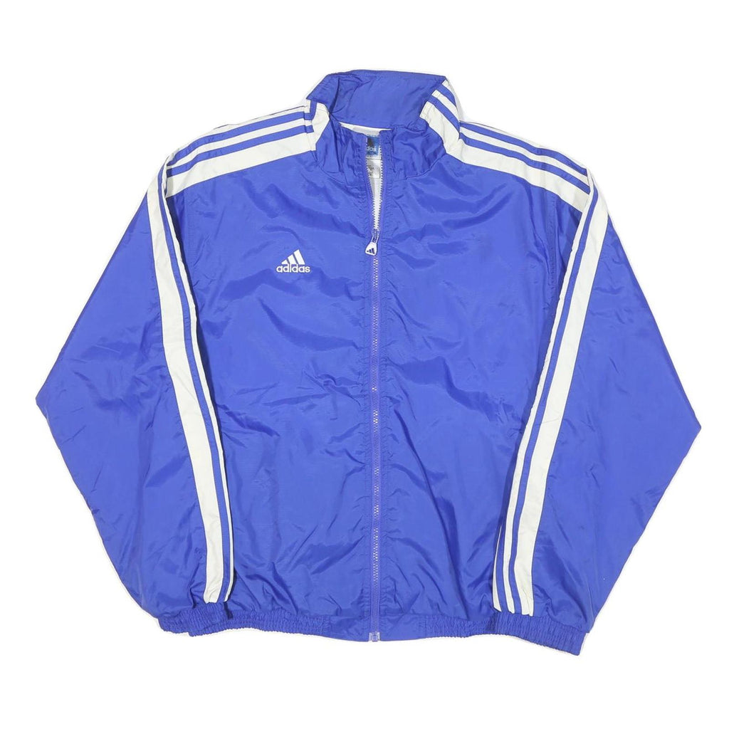 ADIDAS Mens Blue White Track Jacket L Nylon Plain Zip Casual Sportswear