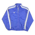 ADIDAS Mens Blue White Track Jacket L Nylon Plain Zip Casual Sportswear