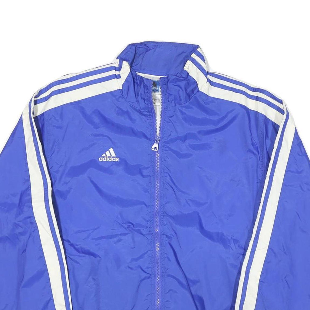 ADIDAS Mens Blue White Track Jacket L Nylon Plain Zip Casual Sportswear
