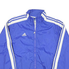 ADIDAS Mens Blue White Track Jacket L Nylon Plain Zip Casual Sportswear