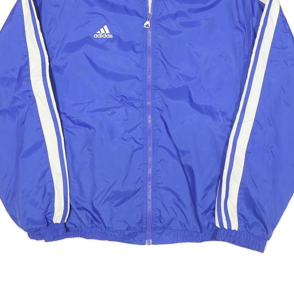 ADIDAS Mens Blue White Track Jacket L Nylon Plain Zip Casual Sportswear
