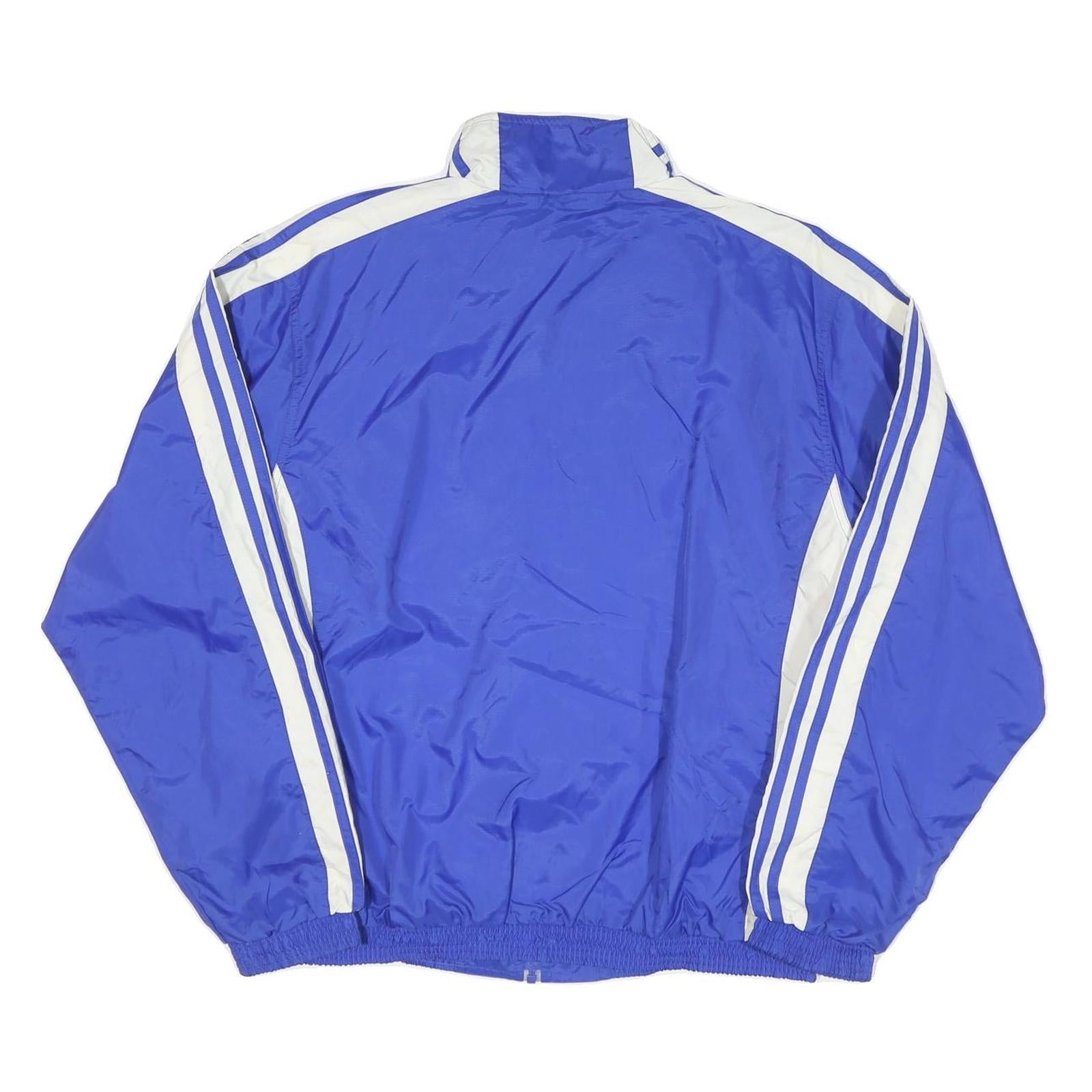 ADIDAS Mens Blue White Track Jacket L Nylon Plain Zip Casual Sportswear