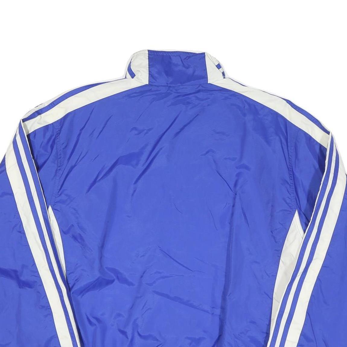 ADIDAS Mens Blue White Track Jacket L Nylon Plain Zip Casual Sportswear