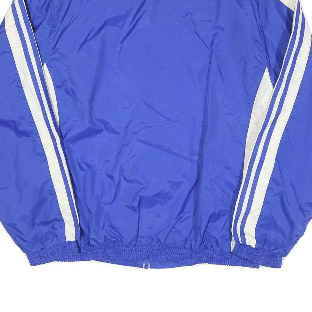 ADIDAS Mens Blue White Track Jacket L Nylon Plain Zip Casual Sportswear