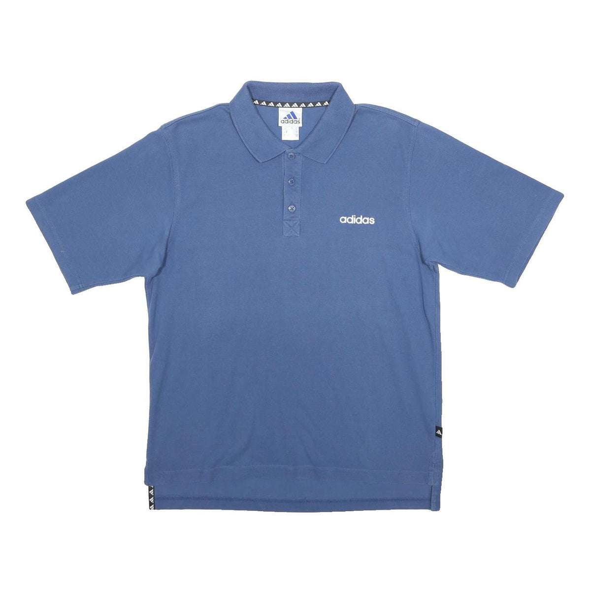 ADIDAS Mens Blue Short Sleeve Plain M Cotton Blend Polo Shirt Casual Sportswear