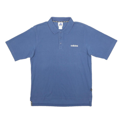 ADIDAS Mens Blue Short Sleeve Plain M Cotton Blend Polo Shirt Casual Sportswear