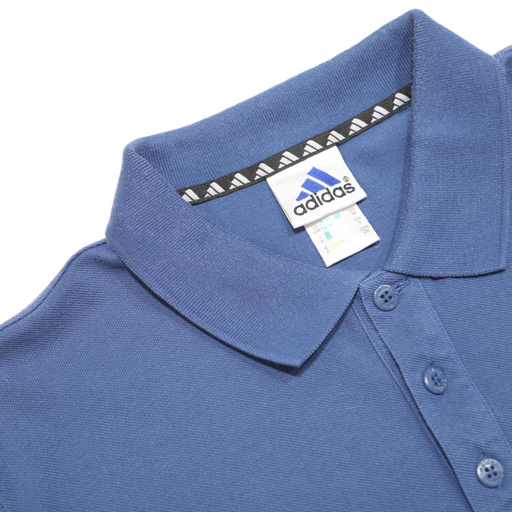 ADIDAS Mens Blue Short Sleeve Plain M Cotton Blend Polo Shirt Casual Sportswear