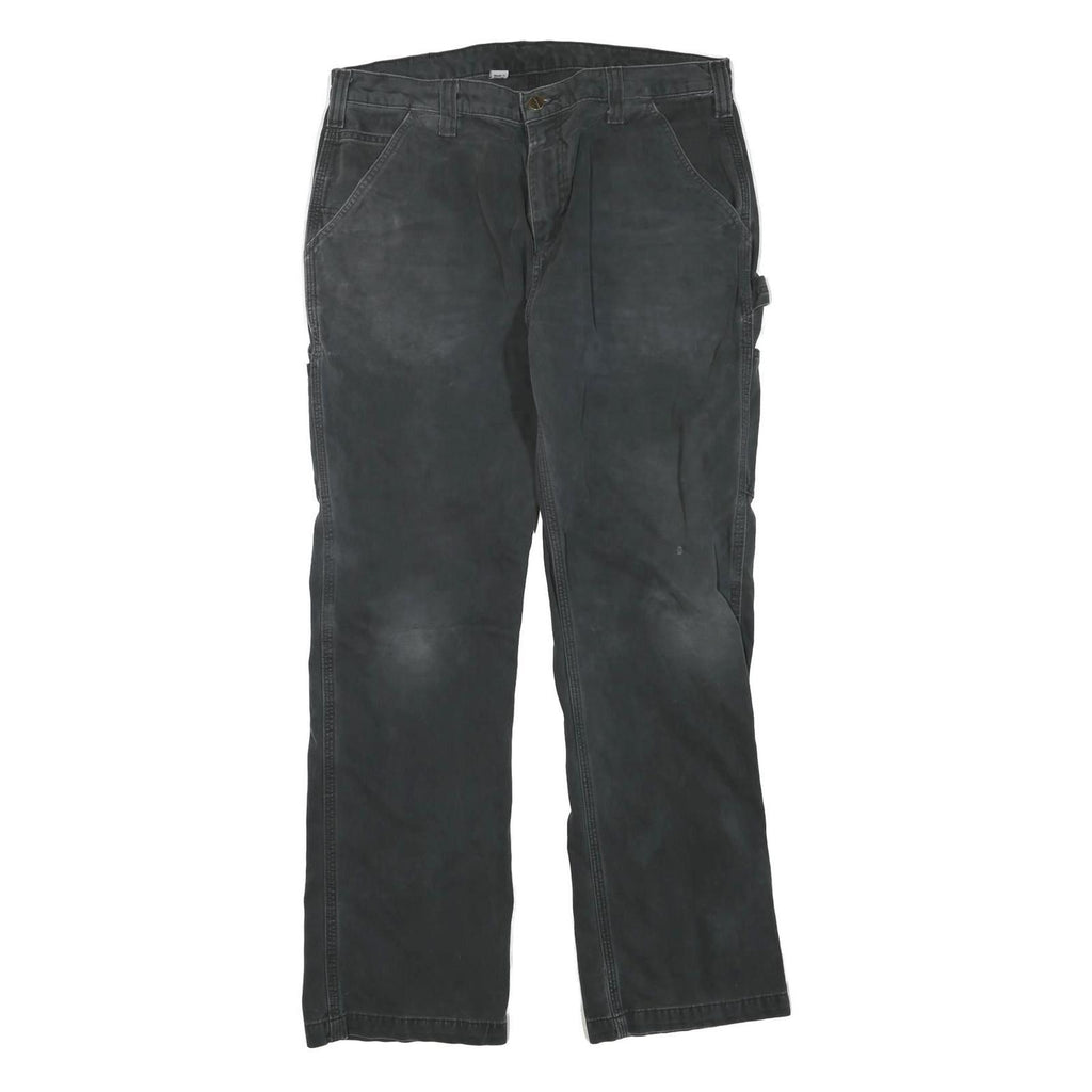 CARHARTT Mens Black Cotton Blend Regular Fit Straight Leg Trousers W36 L32