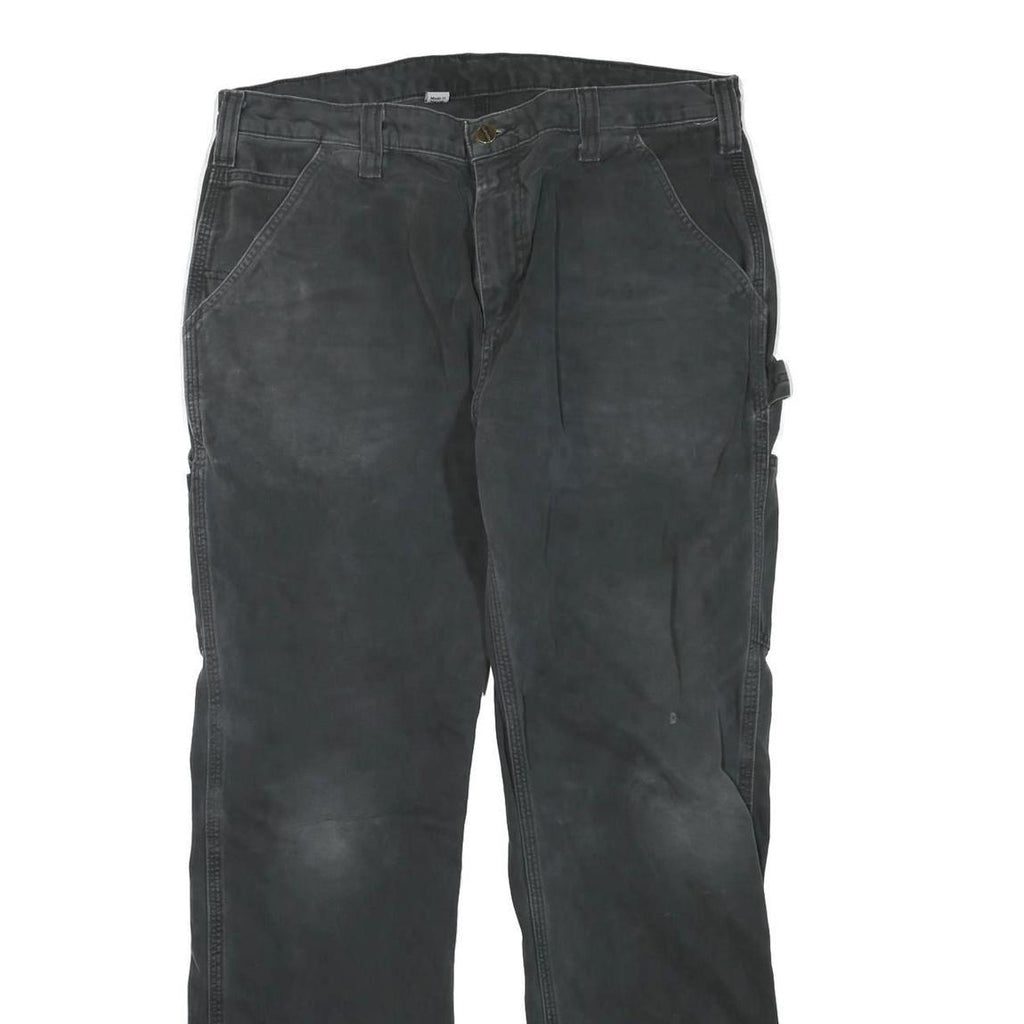 CARHARTT Mens Black Cotton Blend Regular Fit Straight Leg Trousers W36 L32
