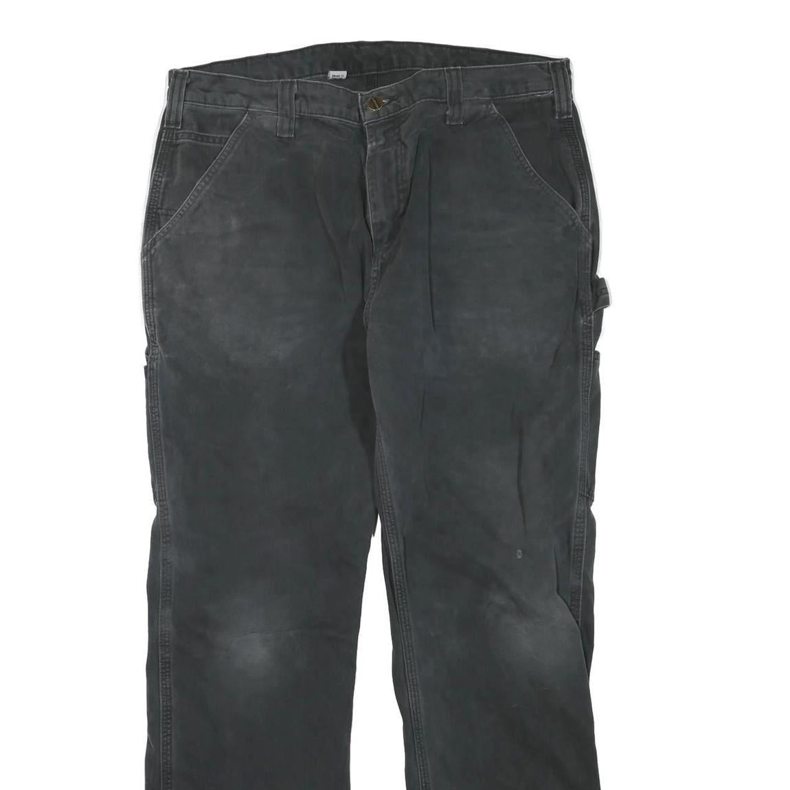 CARHARTT Mens Black Cotton Blend Regular Fit Straight Leg Trousers W36 L32