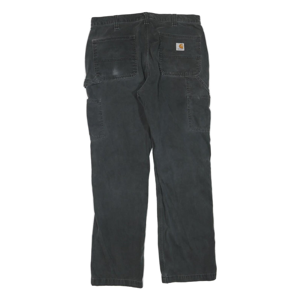 CARHARTT Mens Black Cotton Blend Regular Fit Straight Leg Trousers W36 L32