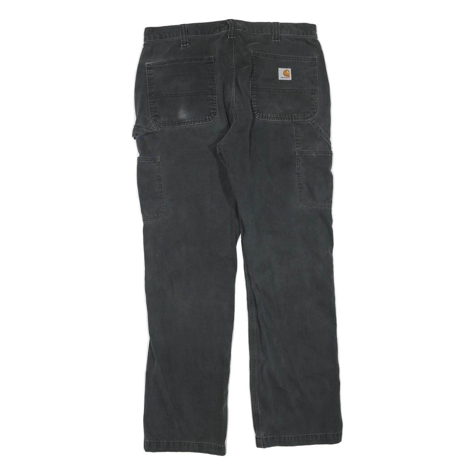 CARHARTT Mens Black Cotton Blend Regular Fit Straight Leg Trousers W36 L32