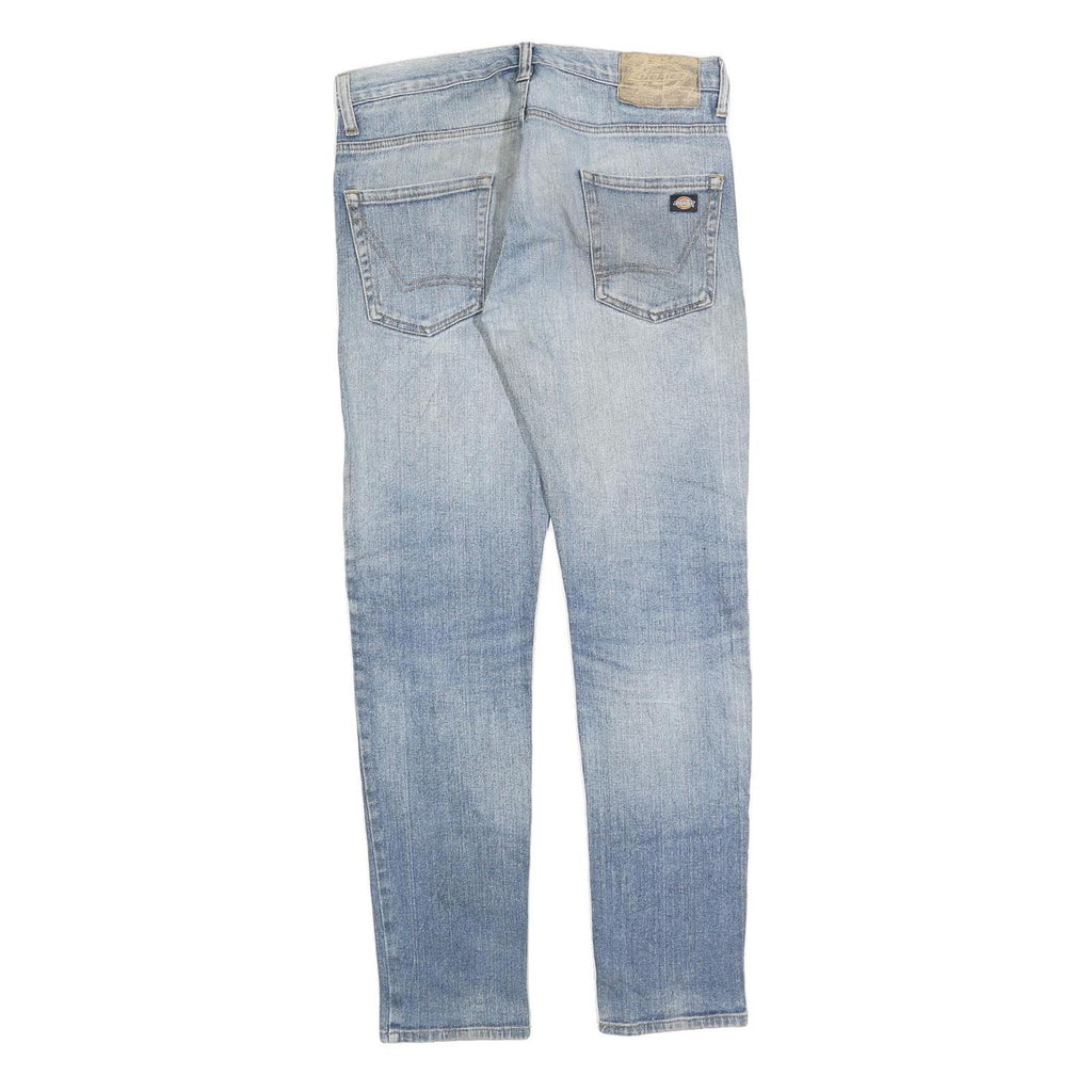 DICKIES Mens Slim Blue Denim Light Wash Jeans W30 L30 Zip Closure Casual