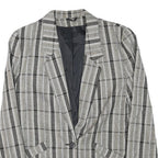 MISS SMITH Womens Grey Check Blazer Jacket L Polyester Blend Button Closure