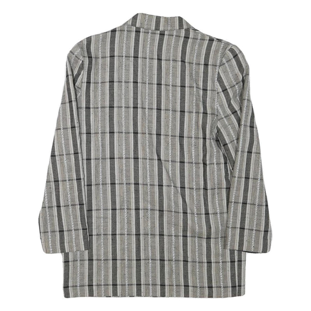 MISS SMITH Womens Grey Check Blazer Jacket L Polyester Blend Button Closure