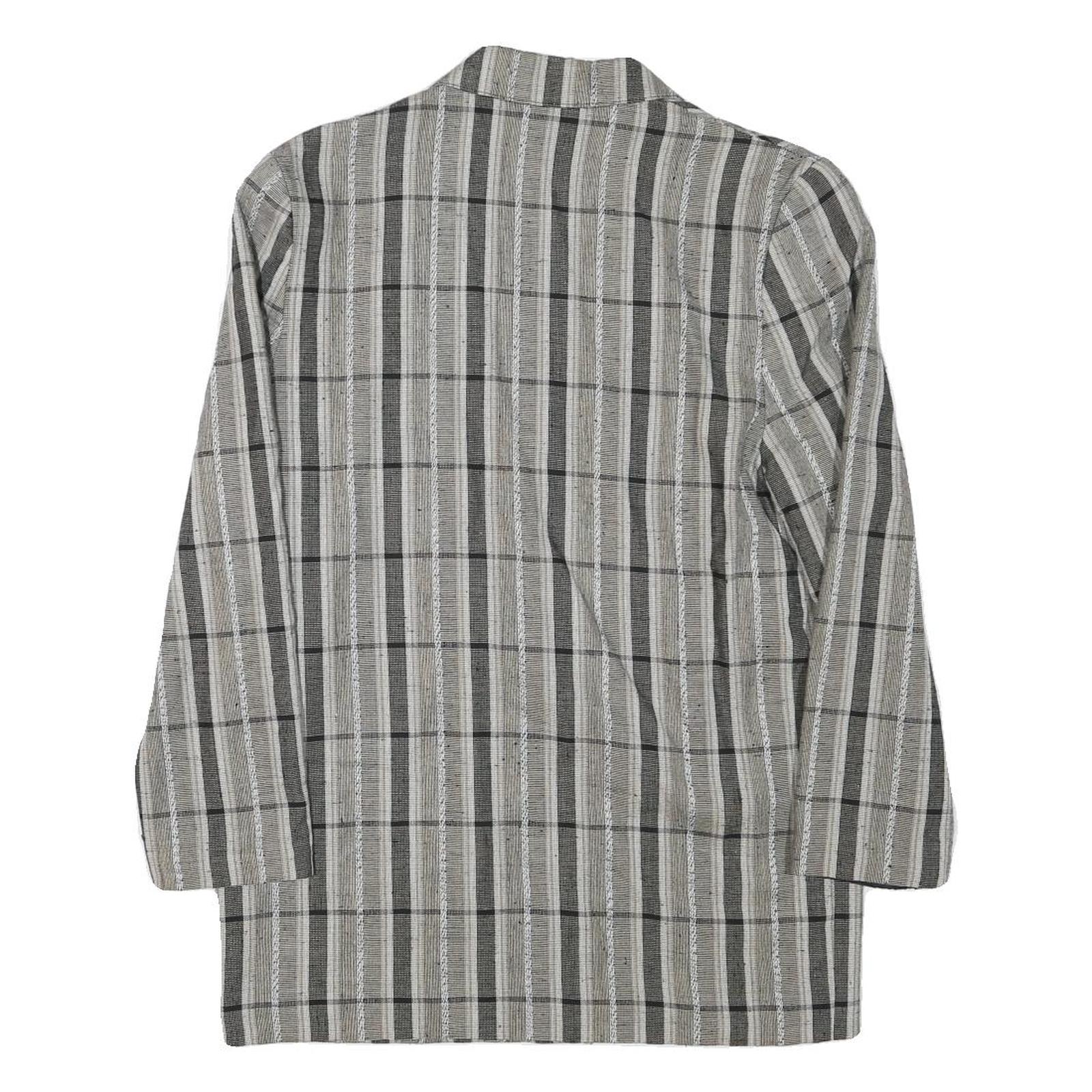 MISS SMITH Womens Grey Check Blazer Jacket L Polyester Blend Button Closure