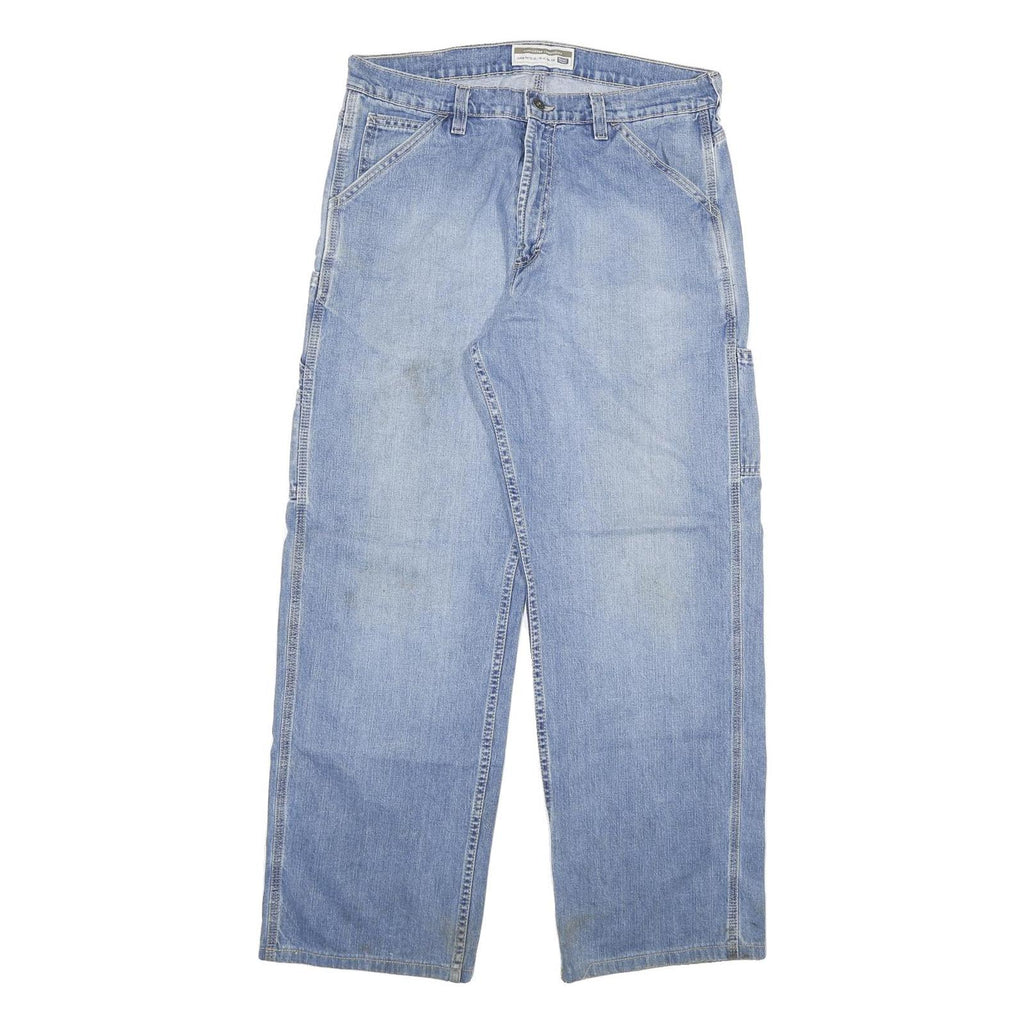 DENVER HAYES Mens Jeans Blue Relaxed Straight Denim Medium W34 L32 Casual