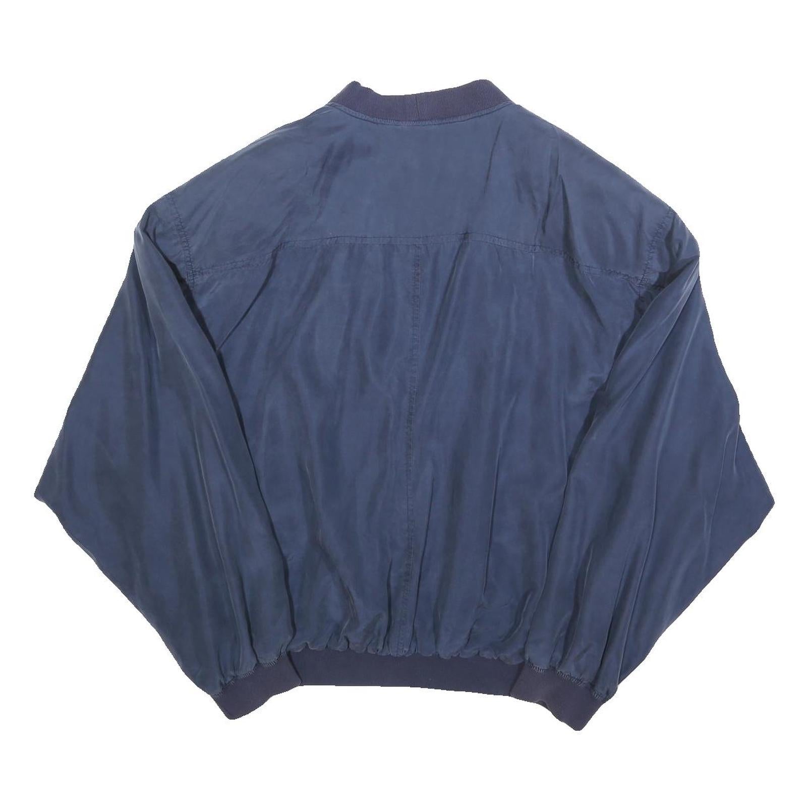 LIBERTY Mens Blue Silk Button Jacket L Plain Classic Stylish Lightweight