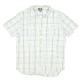 TIMBERLAND Mens White & Green Checked Short Sleeve Shirt L Casual Cotton Blend
