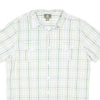 TIMBERLAND Mens White & Green Checked Short Sleeve Shirt L Casual Cotton Blend