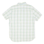 TIMBERLAND Mens White & Green Checked Short Sleeve Shirt L Casual Cotton Blend