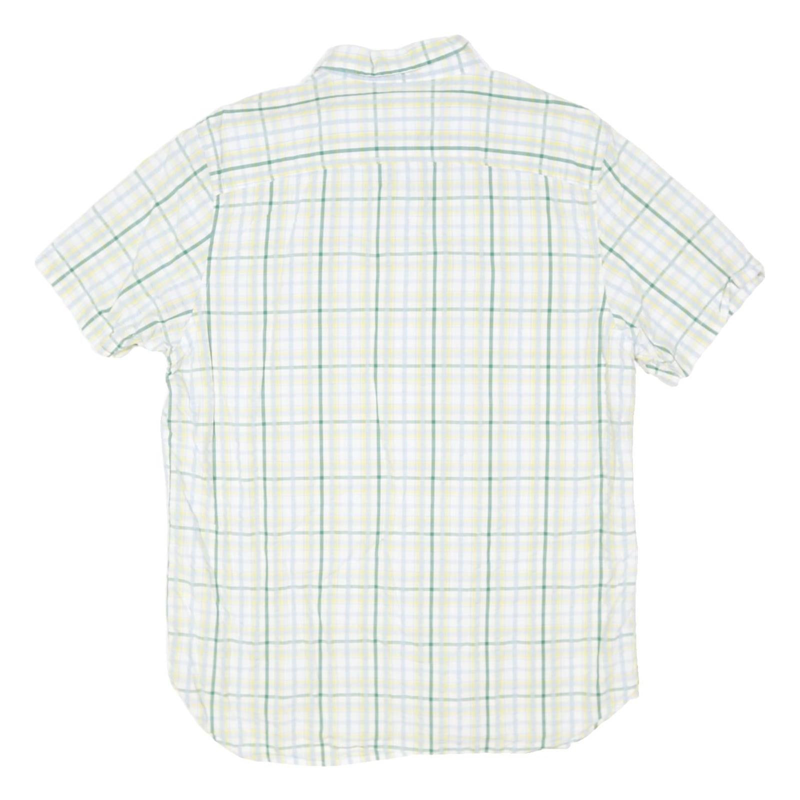 TIMBERLAND Mens White & Green Checked Short Sleeve Shirt L Casual Cotton Blend