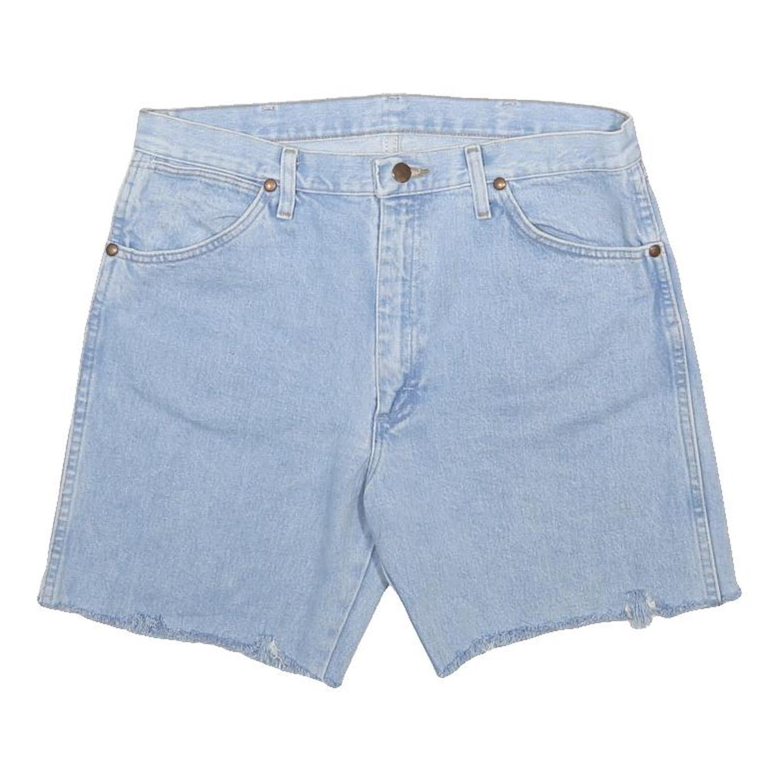 WRANGLER Mens Denim Blue Casual Shorts M W34 Raw Hem Relaxed Fit