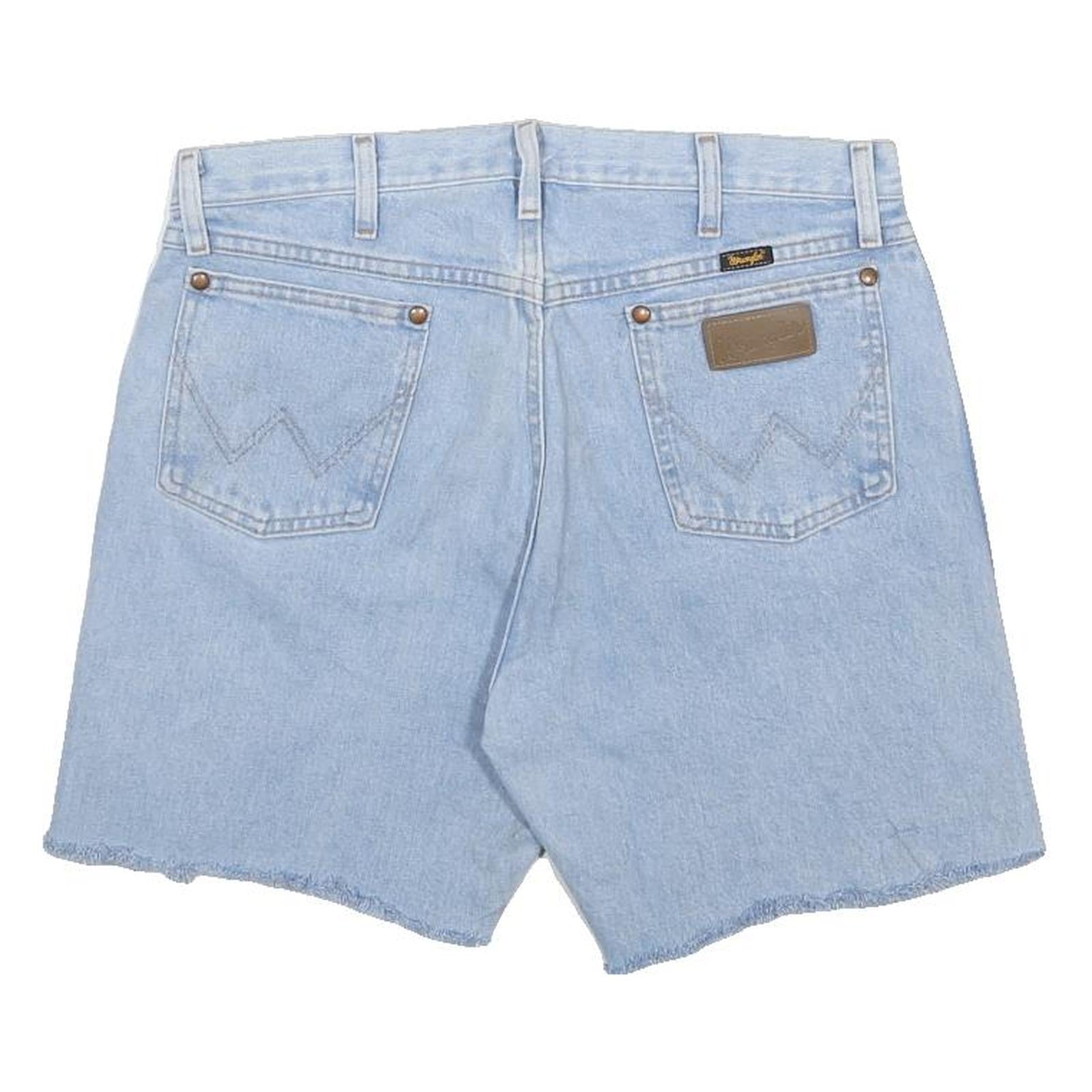 WRANGLER Mens Denim Blue Casual Shorts M W34 Raw Hem Relaxed Fit