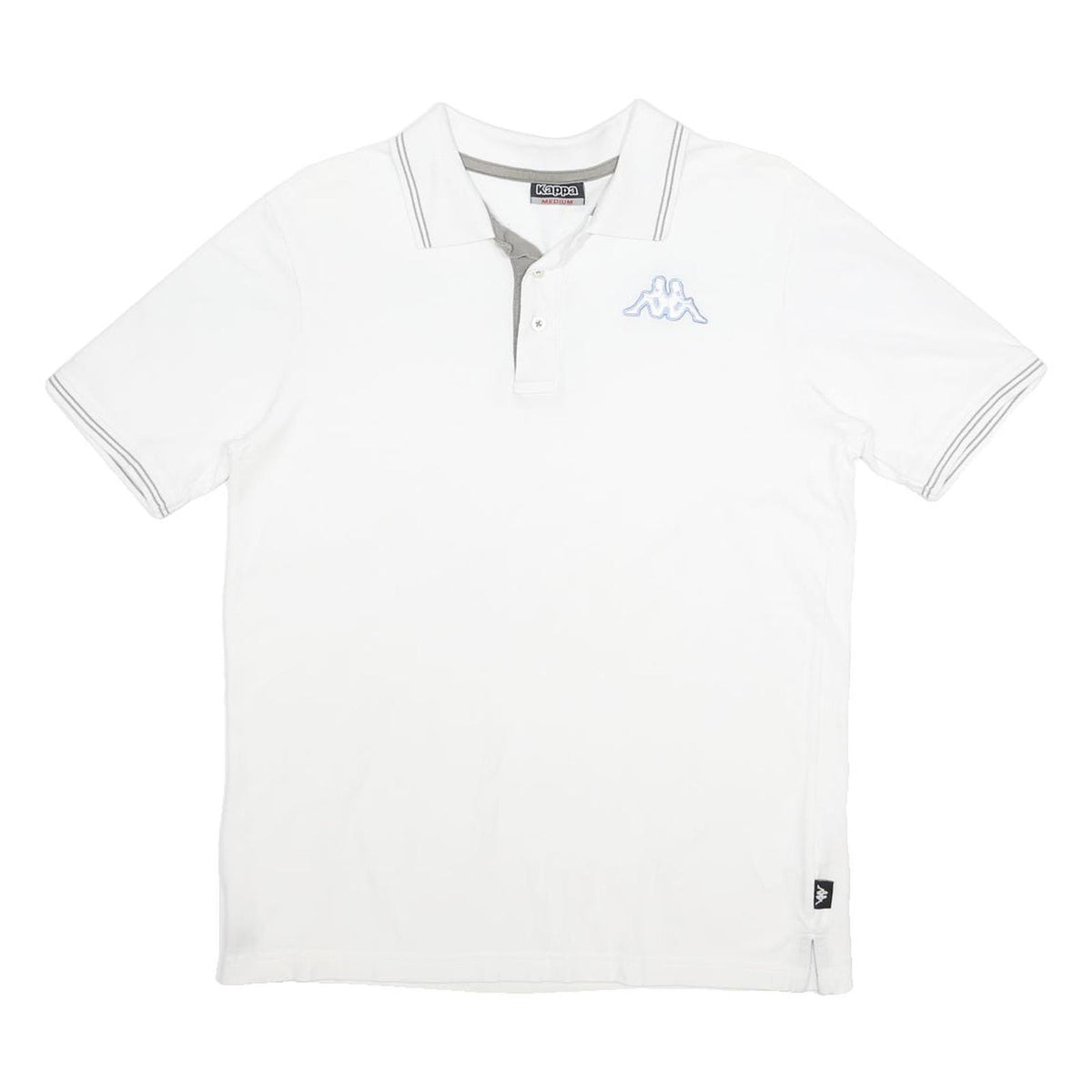 KAPPA Mens White Short Sleeve Plain Polo Shirt M Cotton Casual Basic
