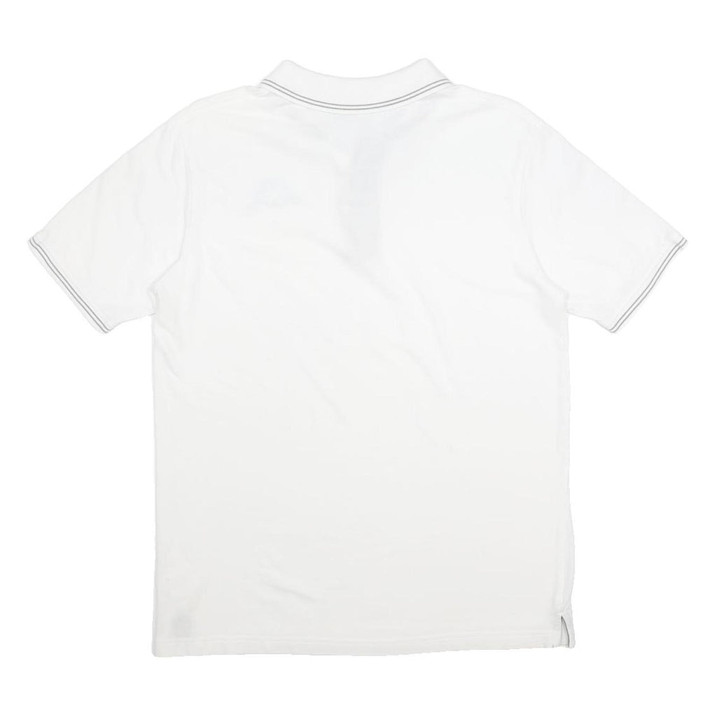 KAPPA Mens White Short Sleeve Plain Polo Shirt M Cotton Casual Basic