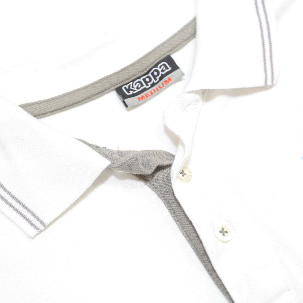 KAPPA Mens White Short Sleeve Plain Polo Shirt M Cotton Casual Basic