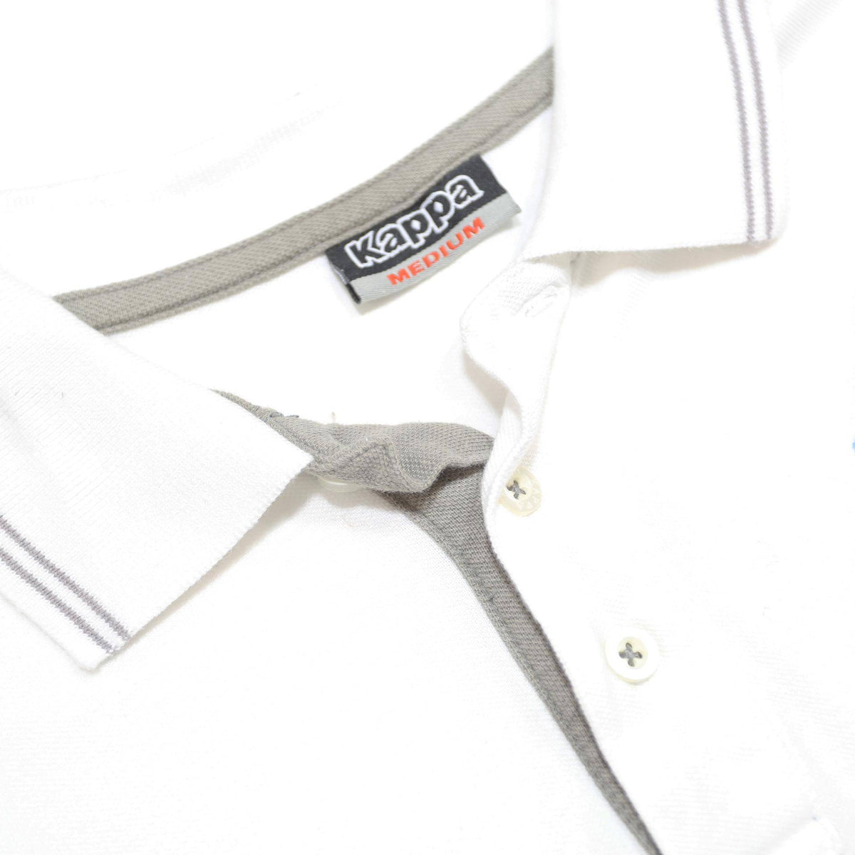 KAPPA Mens White Short Sleeve Plain Polo Shirt M Cotton Casual Basic