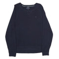 TOMMY HILFIGER Mens Navy Plain Cotton Crew Neck Basic Knit Jumper M Casual
