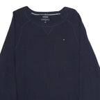 TOMMY HILFIGER Mens Navy Plain Cotton Crew Neck Basic Knit Jumper M Casual