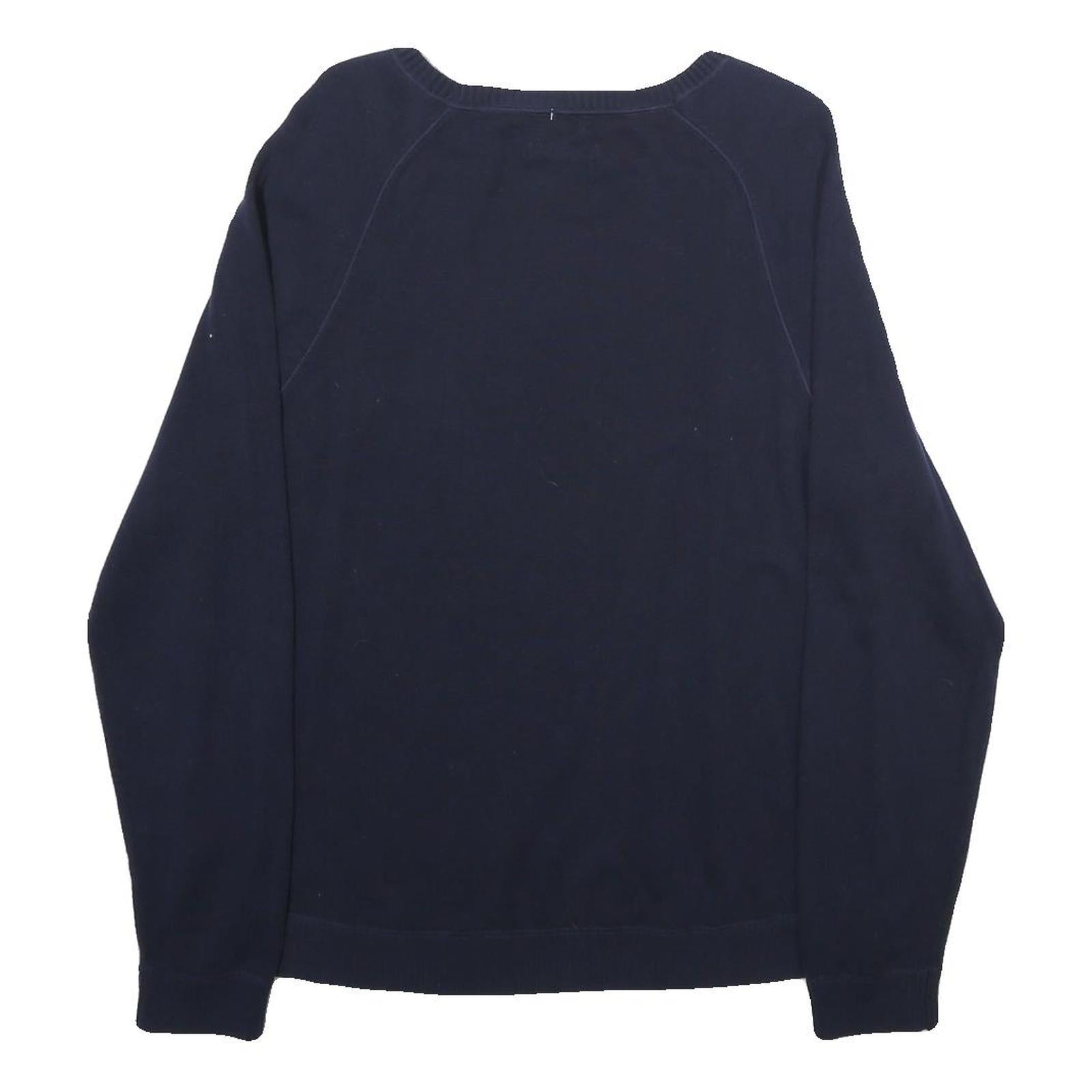 TOMMY HILFIGER Mens Navy Plain Cotton Crew Neck Basic Knit Jumper M Casual