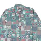 KANTAROS Mens Green & Red Check Pattern Cotton Blend Shirt S Long Sleeve Button