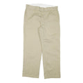 DICKIES Mens Regular Fit Beige Cotton Blend Trousers W34 L28 Classic Zip Closure