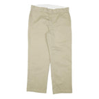 DICKIES Mens Regular Fit Beige Cotton Blend Trousers W34 L28 Classic Zip Closure